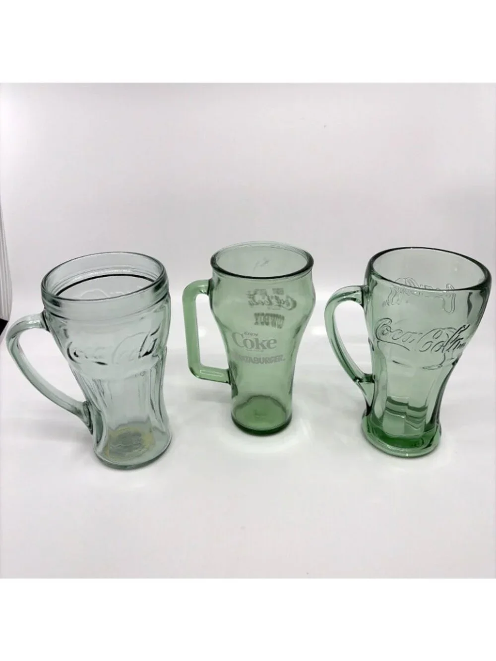 Vintage Coca-Cola 16 Oz Glass Mug Collection Genuine Whataburger Contour 3 Pc
